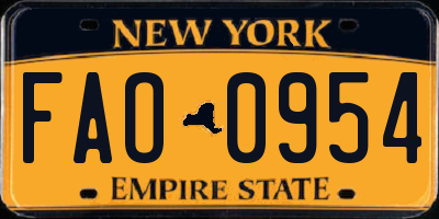 NY license plate FAO0954