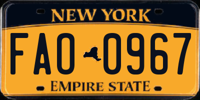 NY license plate FAO0967