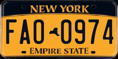 NY license plate FAO0974