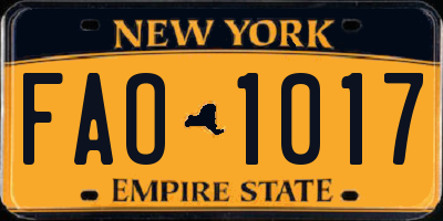 NY license plate FAO1017