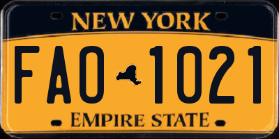 NY license plate FAO1021