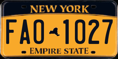NY license plate FAO1027