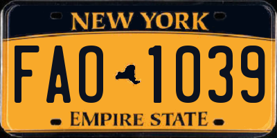 NY license plate FAO1039