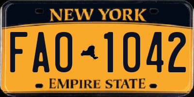 NY license plate FAO1042