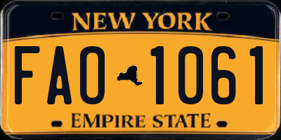 NY license plate FAO1061