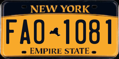 NY license plate FAO1081