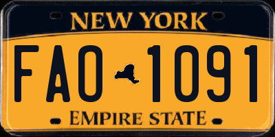 NY license plate FAO1091