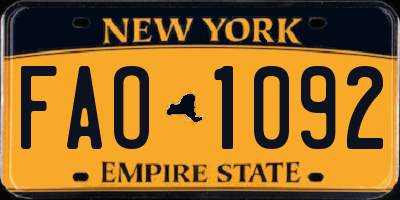 NY license plate FAO1092