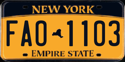 NY license plate FAO1103