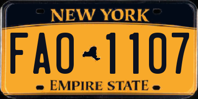 NY license plate FAO1107