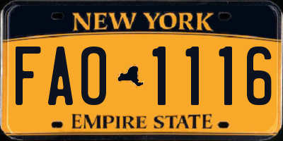 NY license plate FAO1116