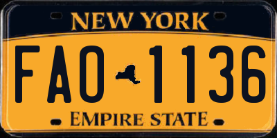 NY license plate FAO1136