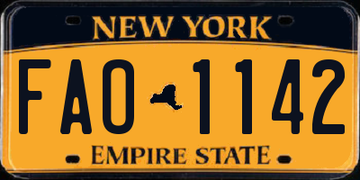 NY license plate FAO1142