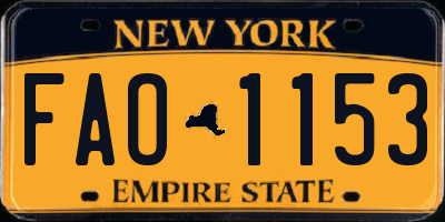 NY license plate FAO1153