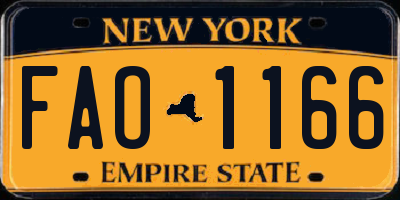NY license plate FAO1166