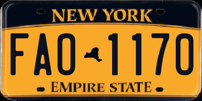 NY license plate FAO1170