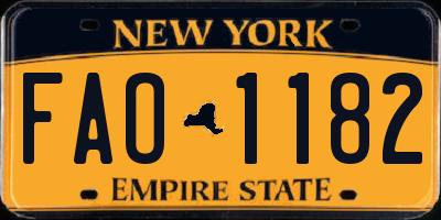NY license plate FAO1182