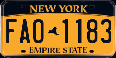 NY license plate FAO1183