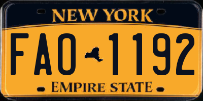 NY license plate FAO1192