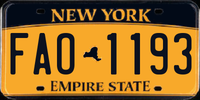 NY license plate FAO1193