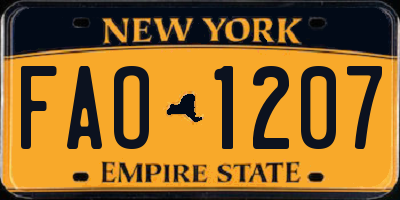 NY license plate FAO1207