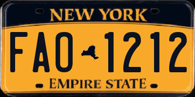 NY license plate FAO1212