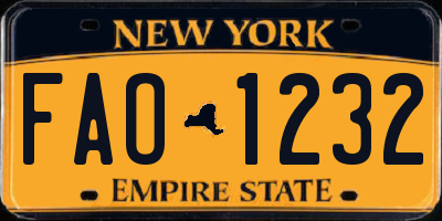 NY license plate FAO1232