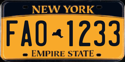 NY license plate FAO1233