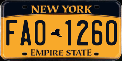 NY license plate FAO1260