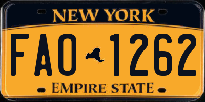 NY license plate FAO1262
