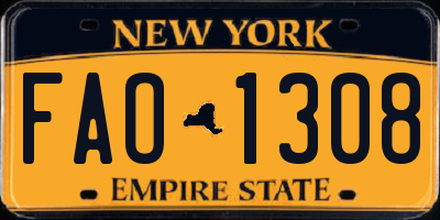 NY license plate FAO1308