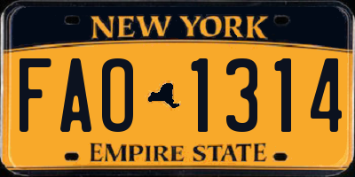 NY license plate FAO1314