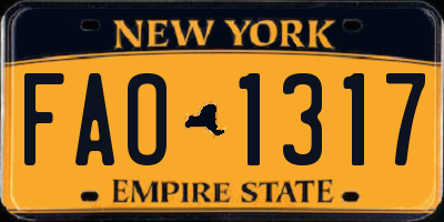 NY license plate FAO1317