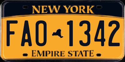 NY license plate FAO1342