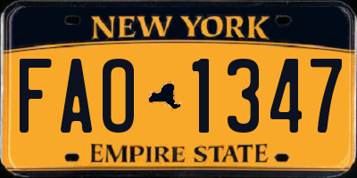 NY license plate FAO1347