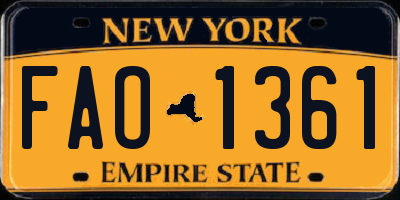 NY license plate FAO1361