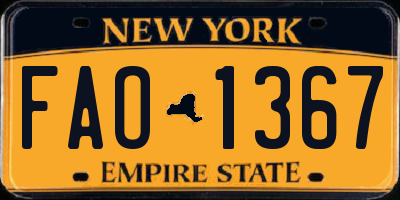 NY license plate FAO1367