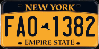 NY license plate FAO1382