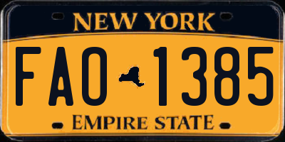 NY license plate FAO1385