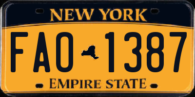 NY license plate FAO1387
