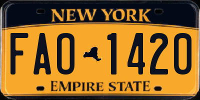 NY license plate FAO1420