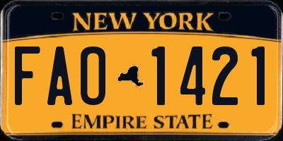 NY license plate FAO1421