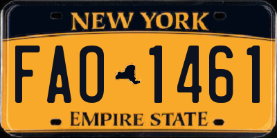 NY license plate FAO1461