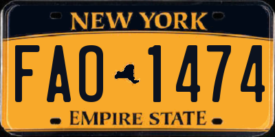NY license plate FAO1474