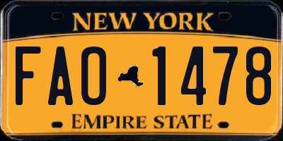 NY license plate FAO1478