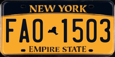 NY license plate FAO1503