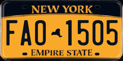 NY license plate FAO1505