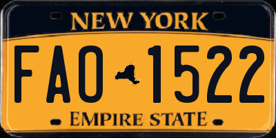 NY license plate FAO1522