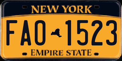 NY license plate FAO1523
