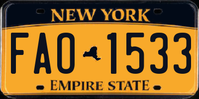 NY license plate FAO1533
